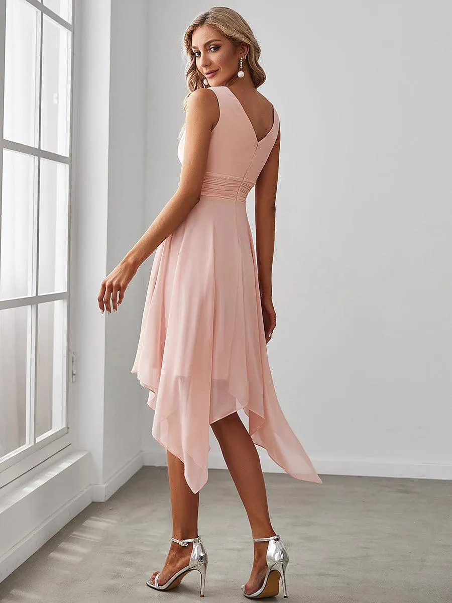 Robe mariage invitée bohème en mousseline de soie col en V profond