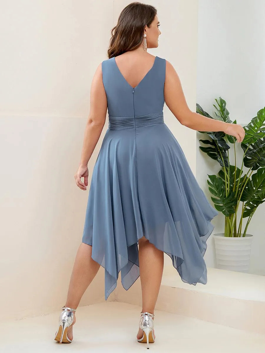 Robe mariage invitée bohème en mousseline de soie col en V profond