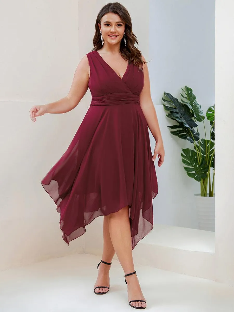 Robe mariage invitée bohème en mousseline de soie col en V profond