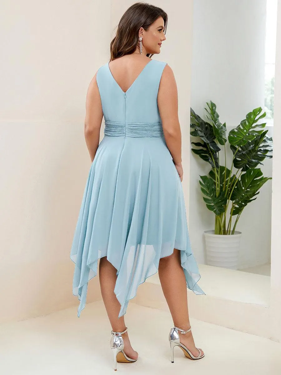 Robe mariage invitée bohème en mousseline de soie col en V profond