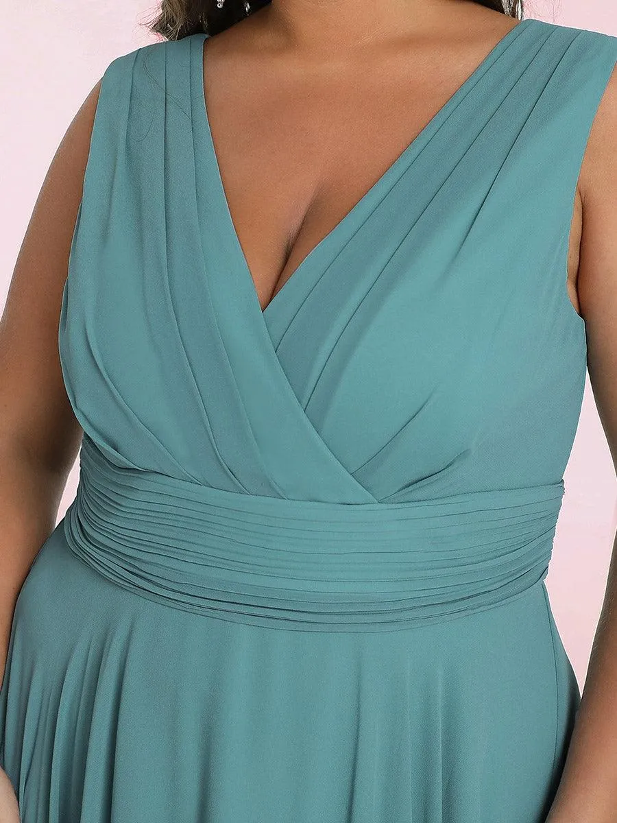 Robe mariage invitée bohème en mousseline de soie col en V profond