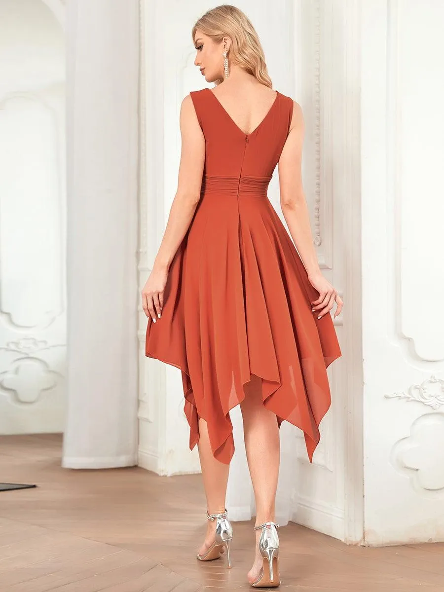 Robe mariage invitée bohème en mousseline de soie col en V profond