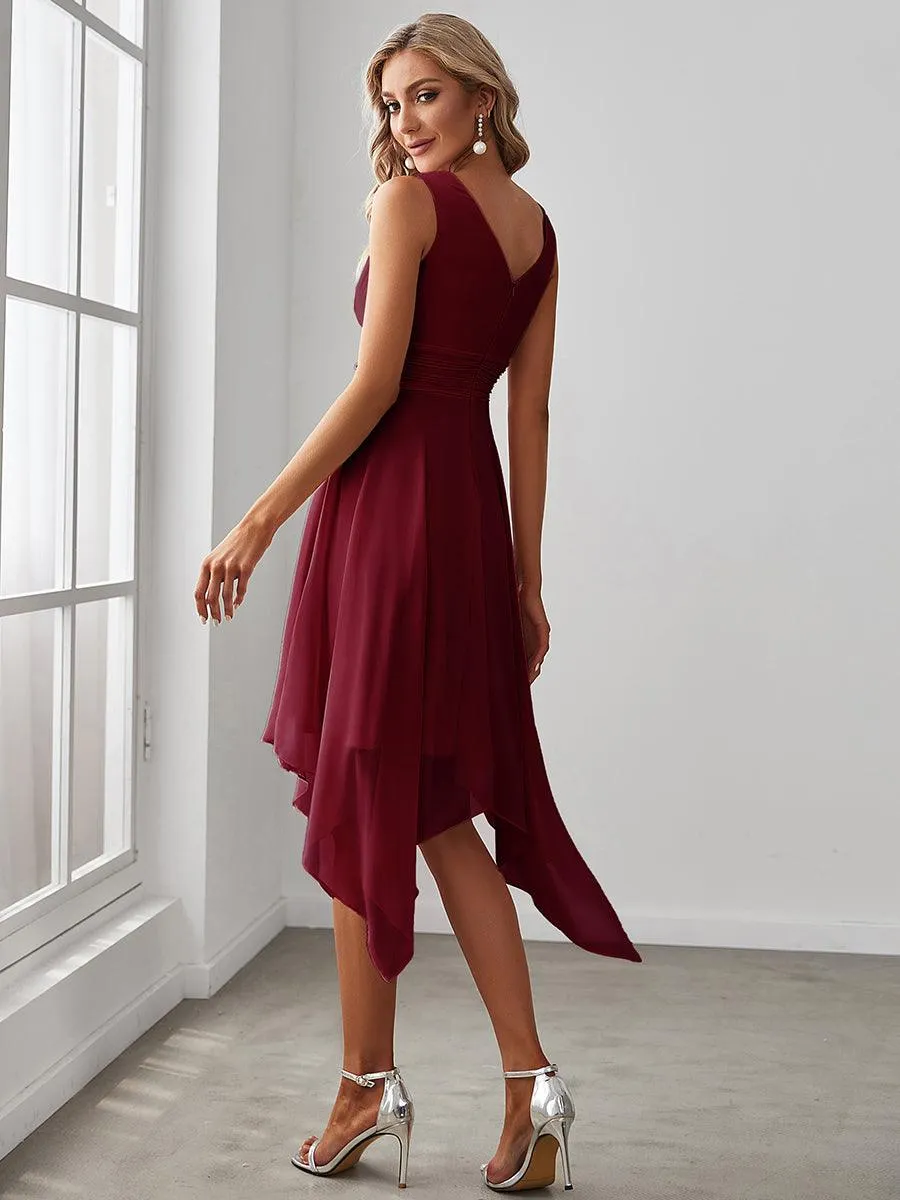 Robe mariage invitée bohème en mousseline de soie col en V profond