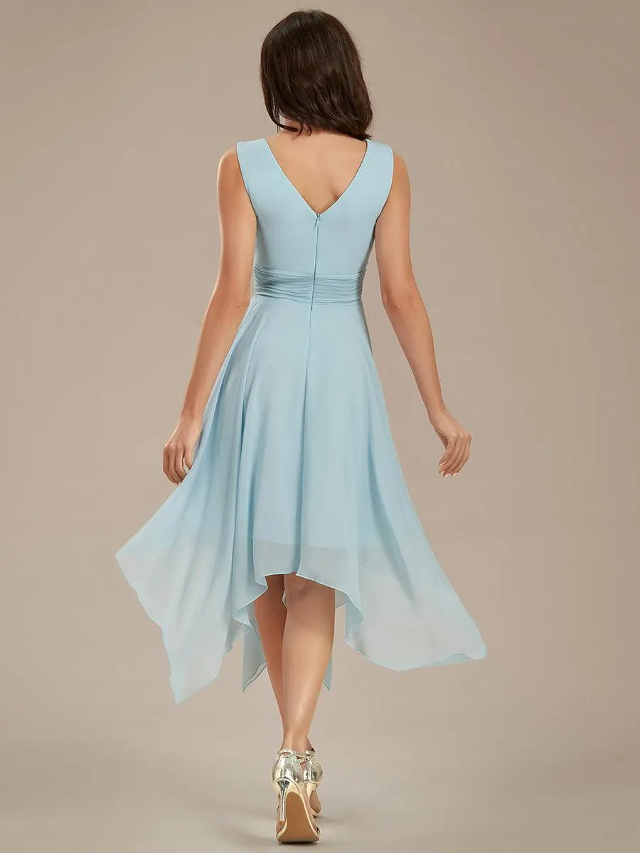 Robe mariage invitée bohème en mousseline de soie col en V profond