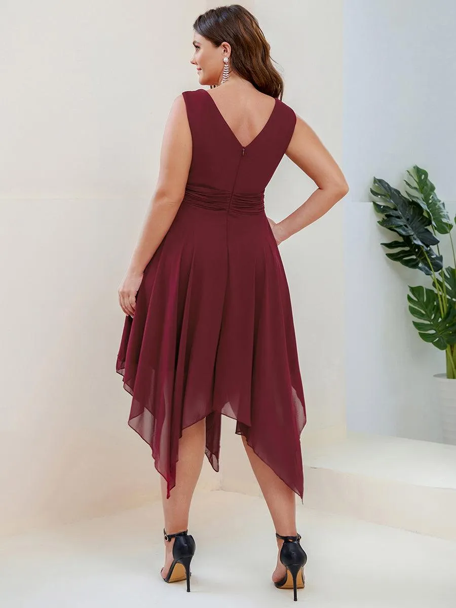 Robe mariage invitée bohème en mousseline de soie col en V profond