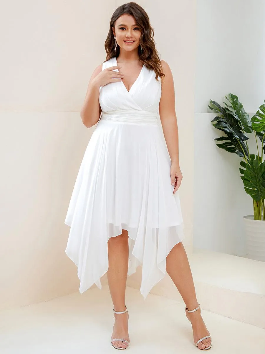 Robe mariage invitée bohème en mousseline de soie col en V profond