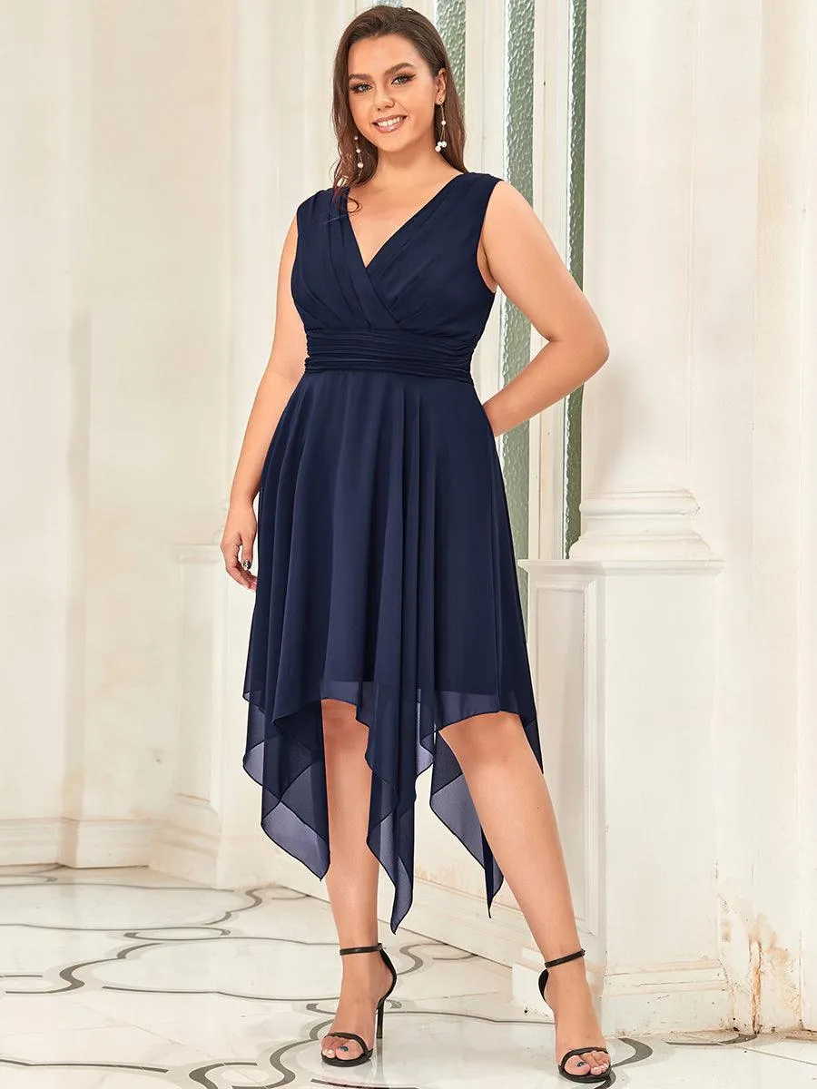 Robe mariage invitée bohème en mousseline de soie col en V profond