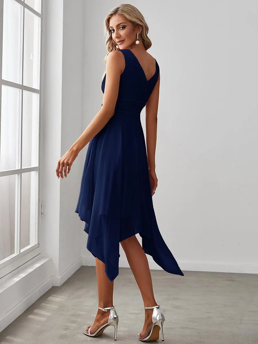 Robe mariage invitée bohème en mousseline de soie col en V profond