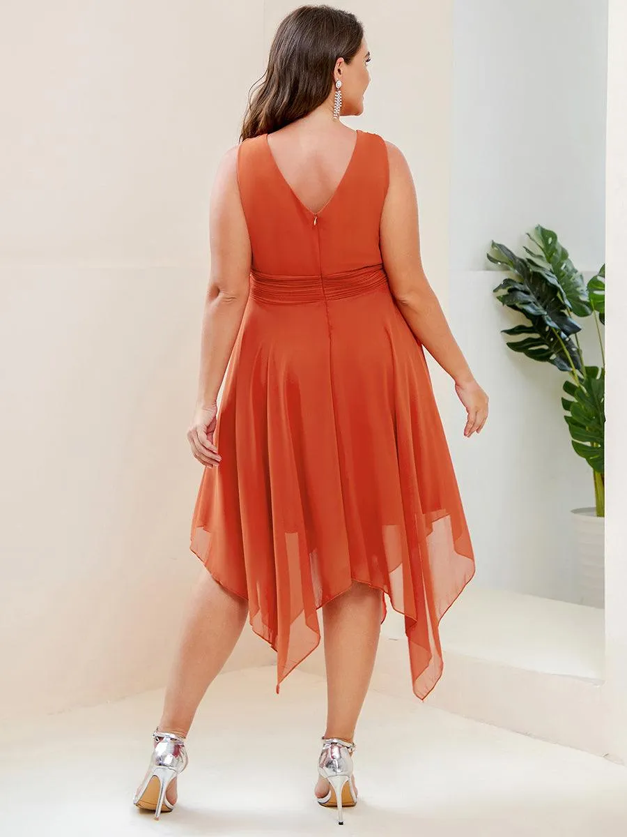 Robe mariage invitée bohème en mousseline de soie col en V profond