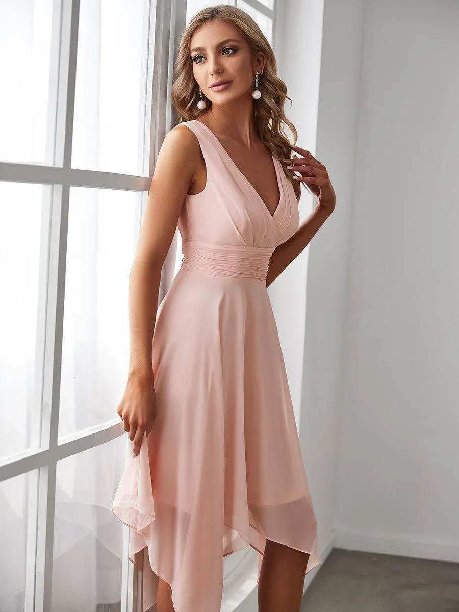 Robe mariage invitée bohème en mousseline de soie col en V profond