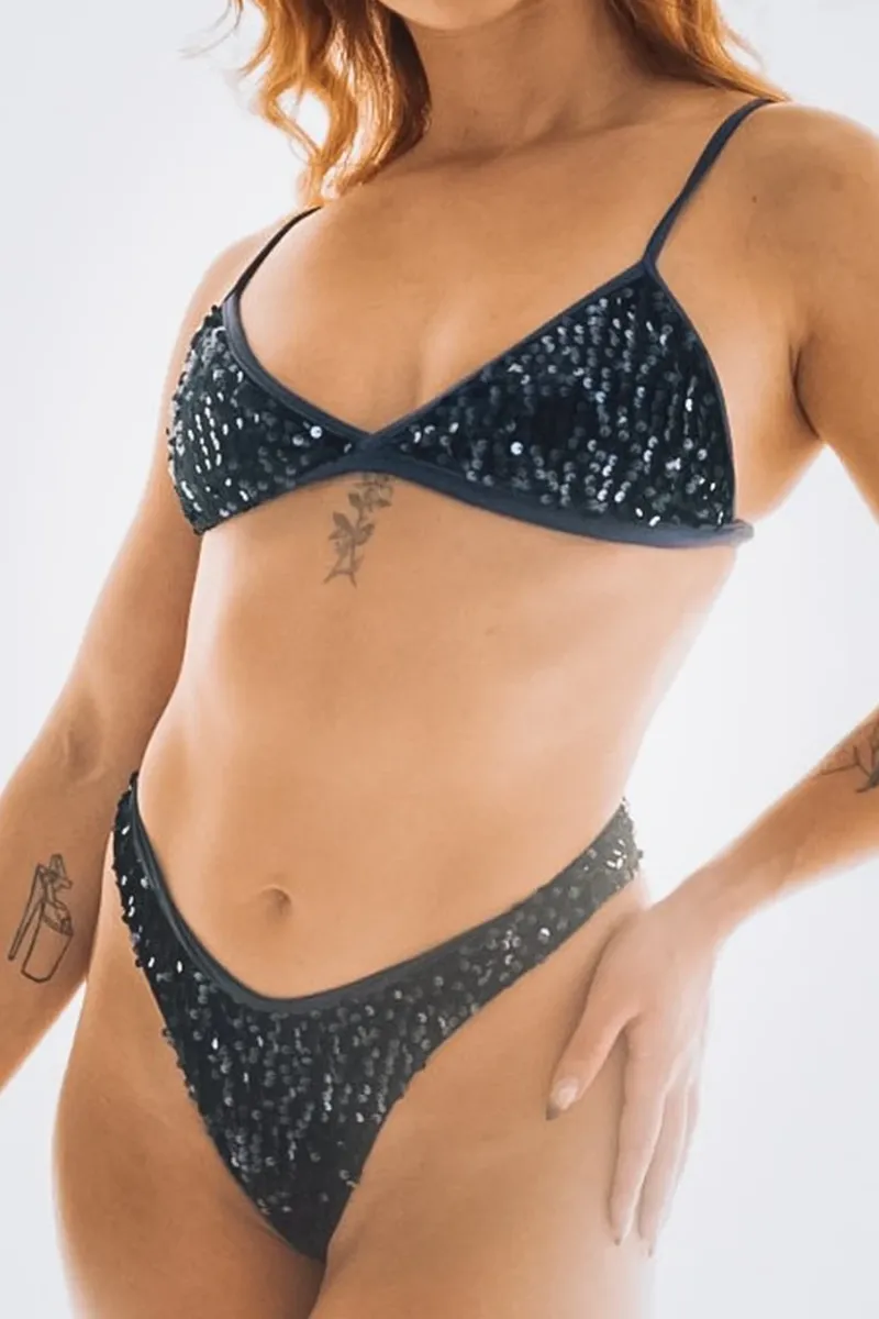Rolling Tria Top - Navy Sequin