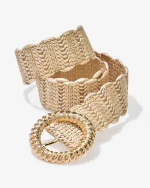 Rope Hardware Buckle Stretch Belt Gold/Natural
