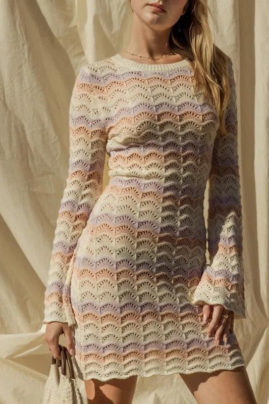 Round Neck Bell Sleeve Sweater Dress, Gilli
