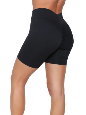 Ruched Back V Shorts - Black