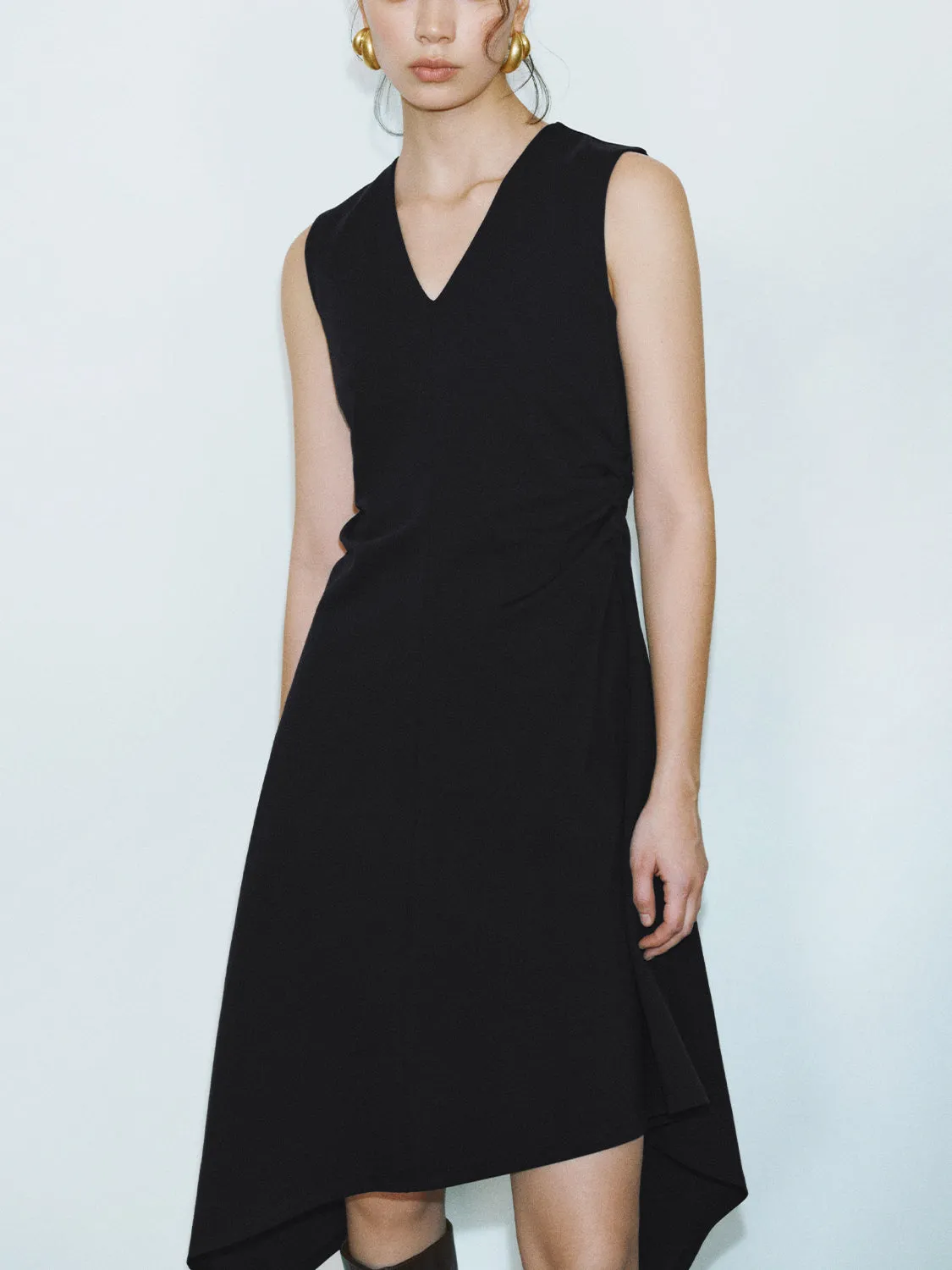 Ruched Sleeveless A-Line Dresses