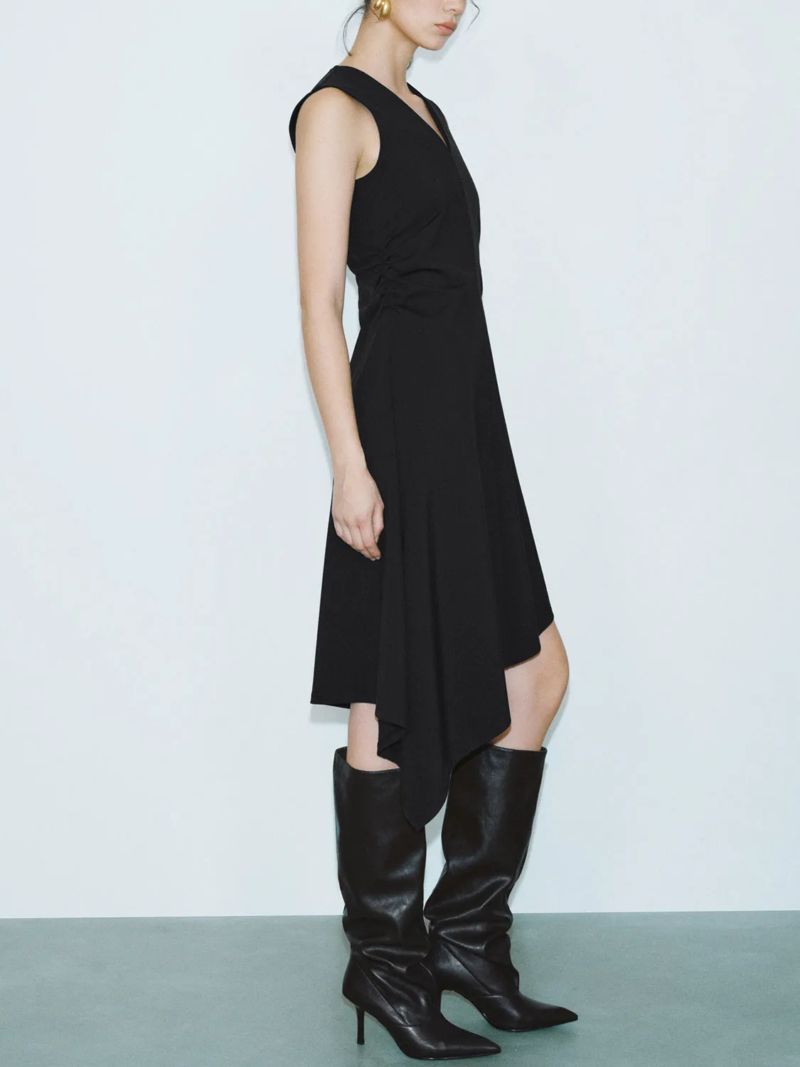 Ruched Sleeveless A-Line Dresses
