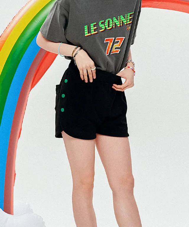 [SAMPLE SALE]LE SONNET Button Shorts - Black