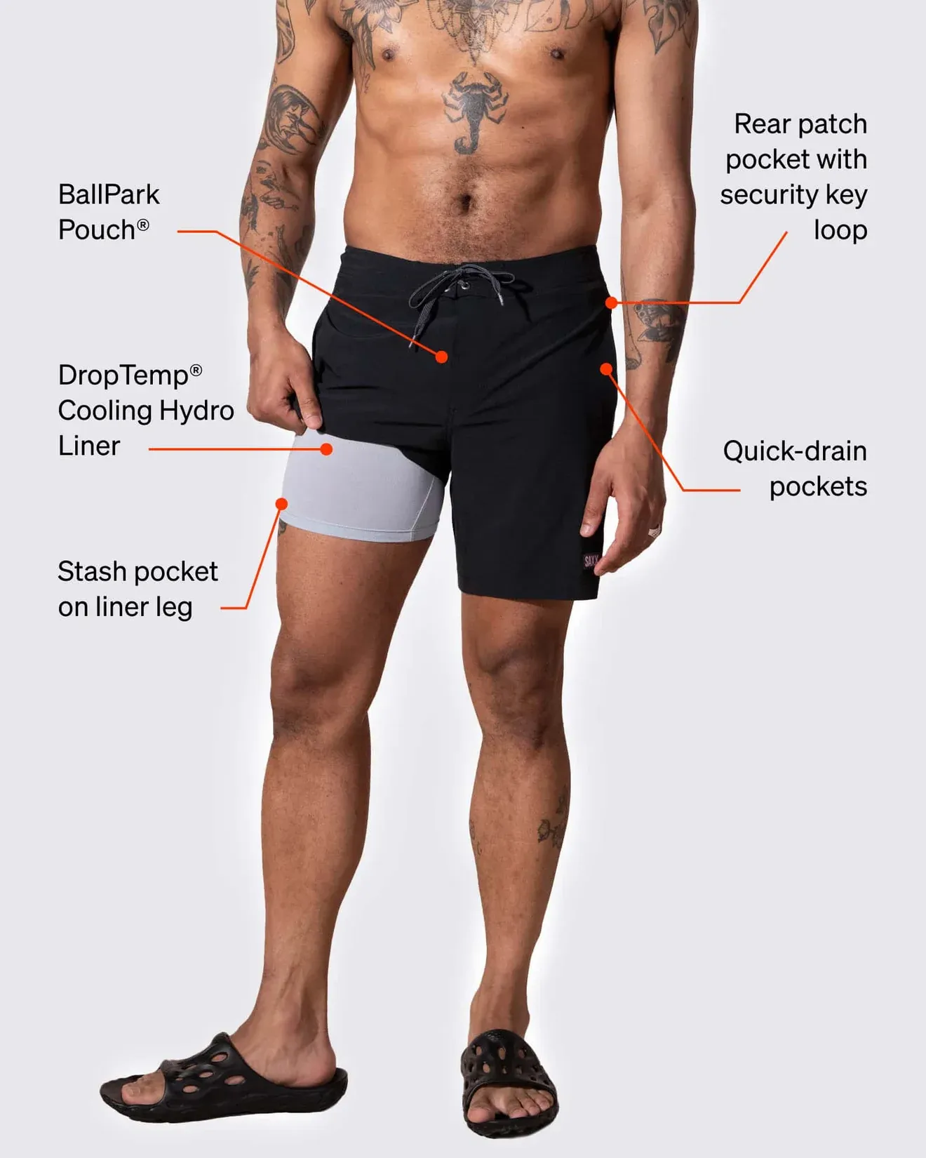 Saxx Mens Betawave 7" Swim Shorts -  Sub Tropic - Multi