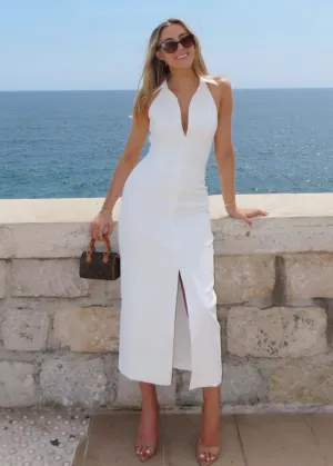 Seabreeze Collar - Halter Button-Down Midi Dress
