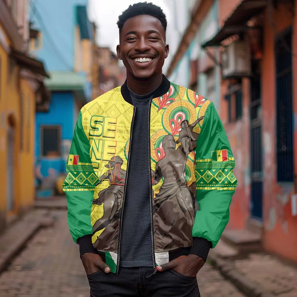 Senegal Monument de la Renaissance Bomber Jacket Africaine Ankara Pattern LT14