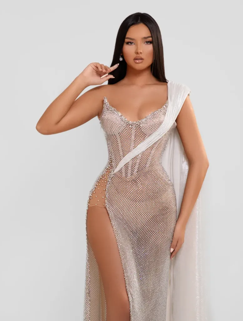 Seriana Gown - Silver/Nude