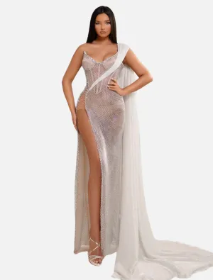 Seriana Gown - Silver/Nude