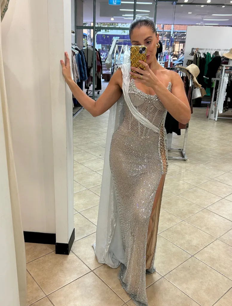 Seriana Gown - Silver/Nude