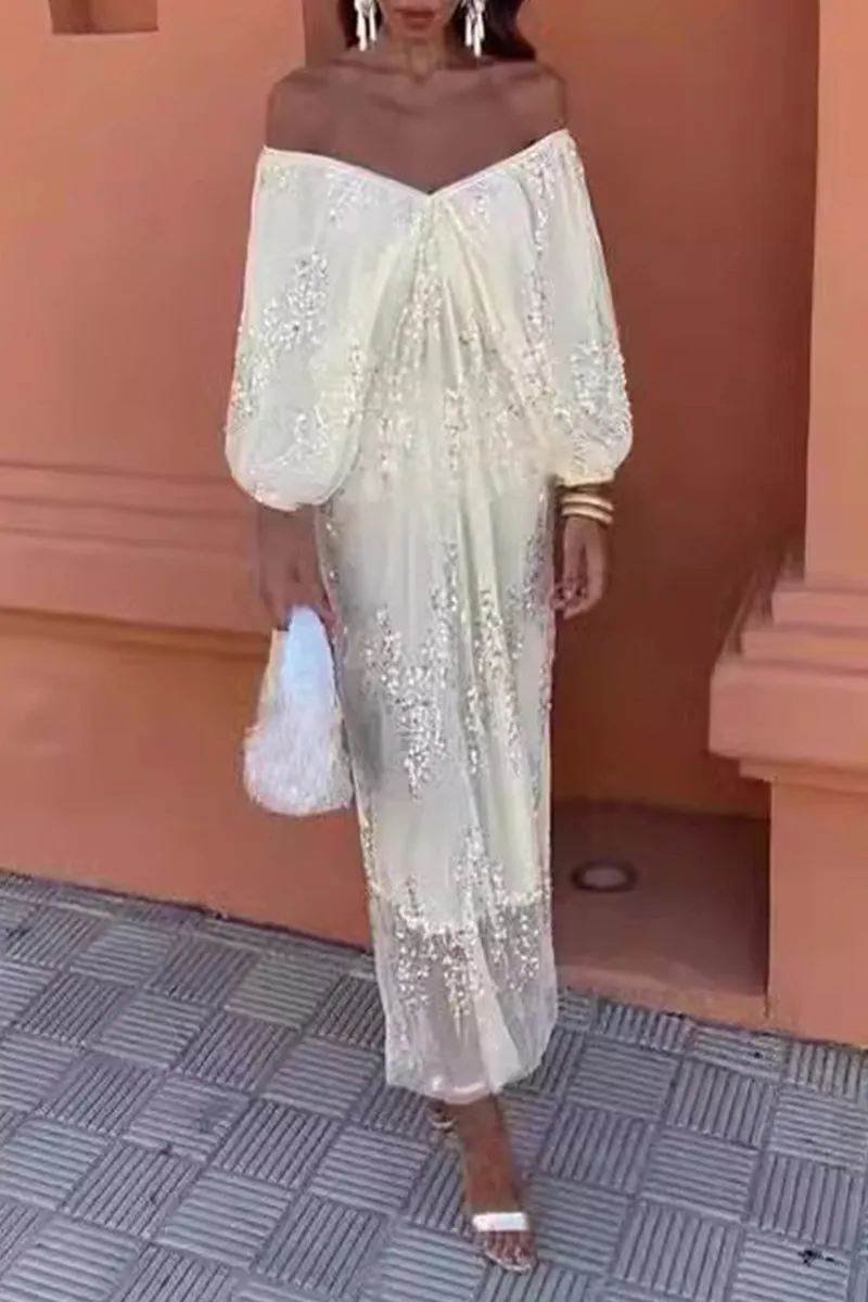 Sexy Celebrities Sequins V Neck One Step Skirt Dresses