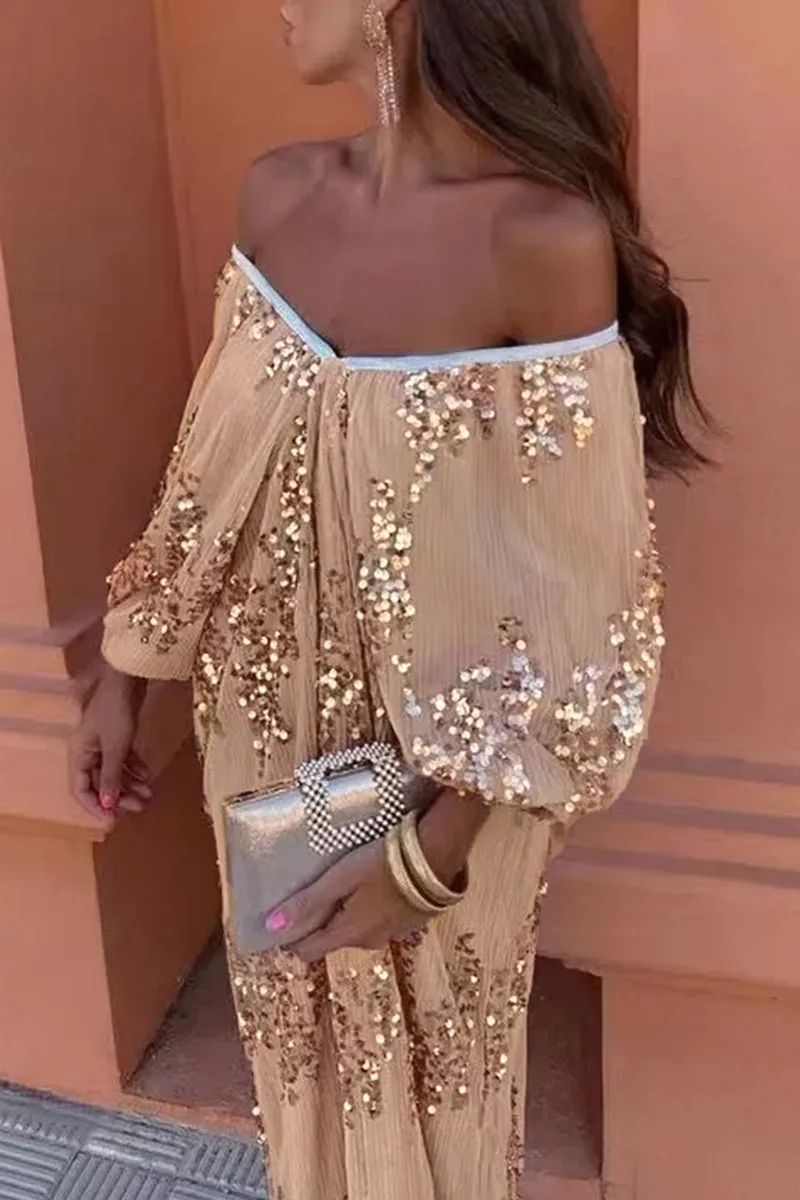 Sexy Celebrities Sequins V Neck One Step Skirt Dresses