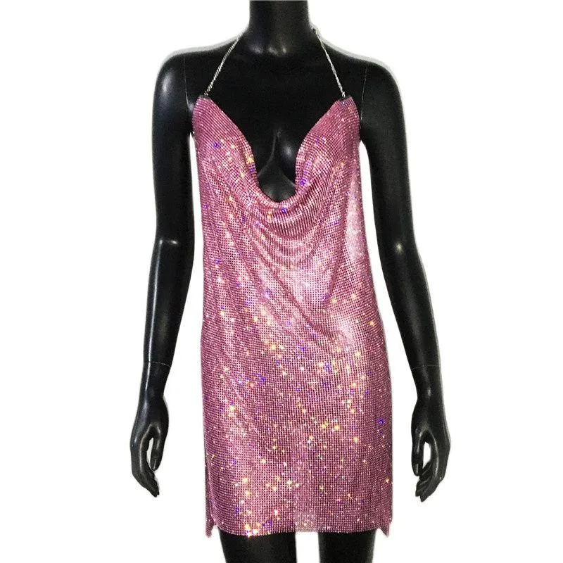 Sexy Crystal Mesh Sequins Nightclub Dress