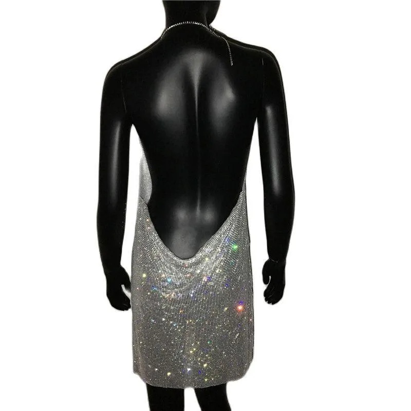 Sexy Crystal Mesh Sequins Nightclub Dress