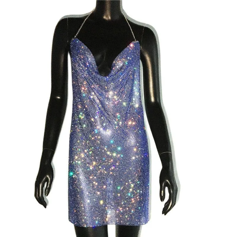 Sexy Crystal Mesh Sequins Nightclub Dress