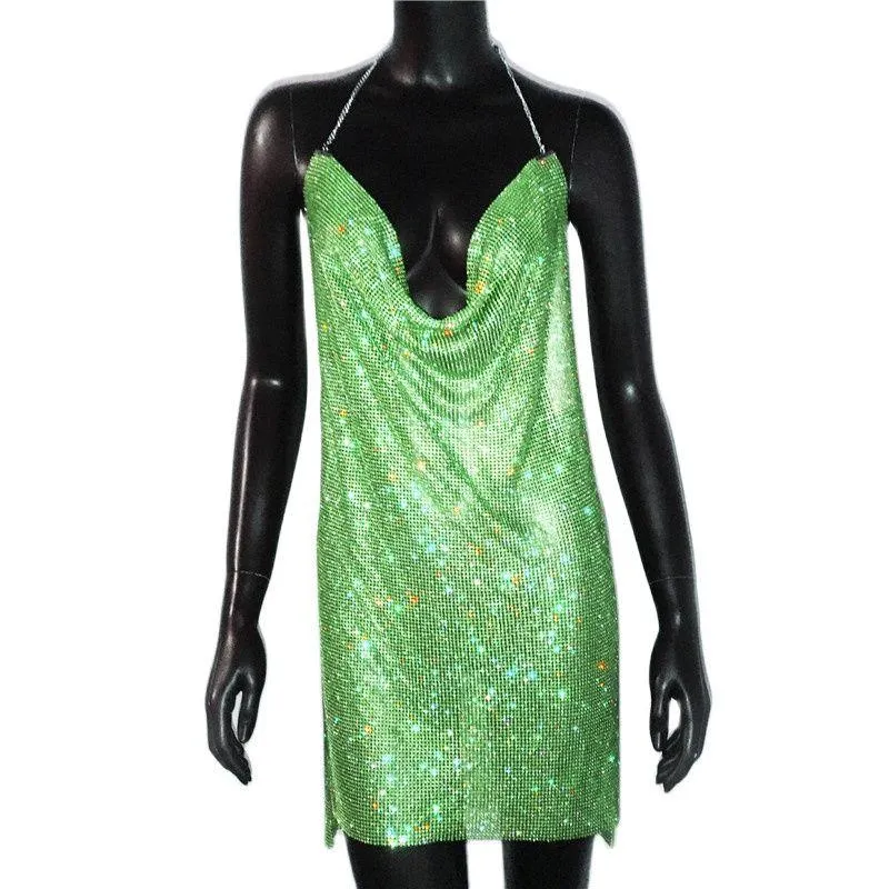 Sexy Crystal Mesh Sequins Nightclub Dress