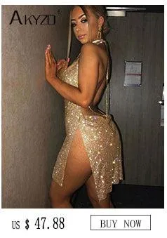 Sexy Crystal Mesh Sequins Nightclub Dress