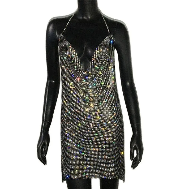 Sexy Crystal Mesh Sequins Nightclub Dress