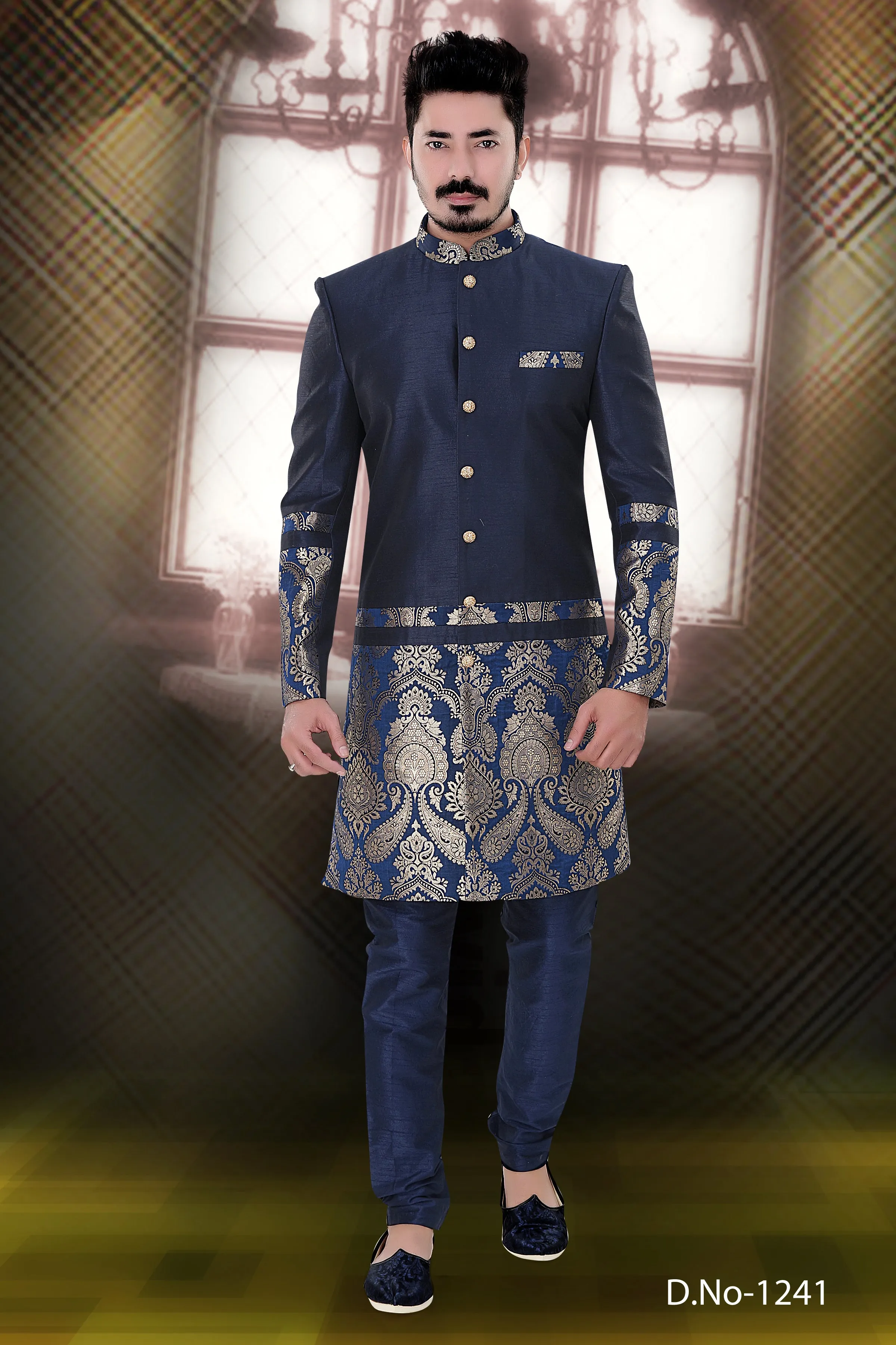 Sherwani (Custom Tailored) - (D.No.-1241)