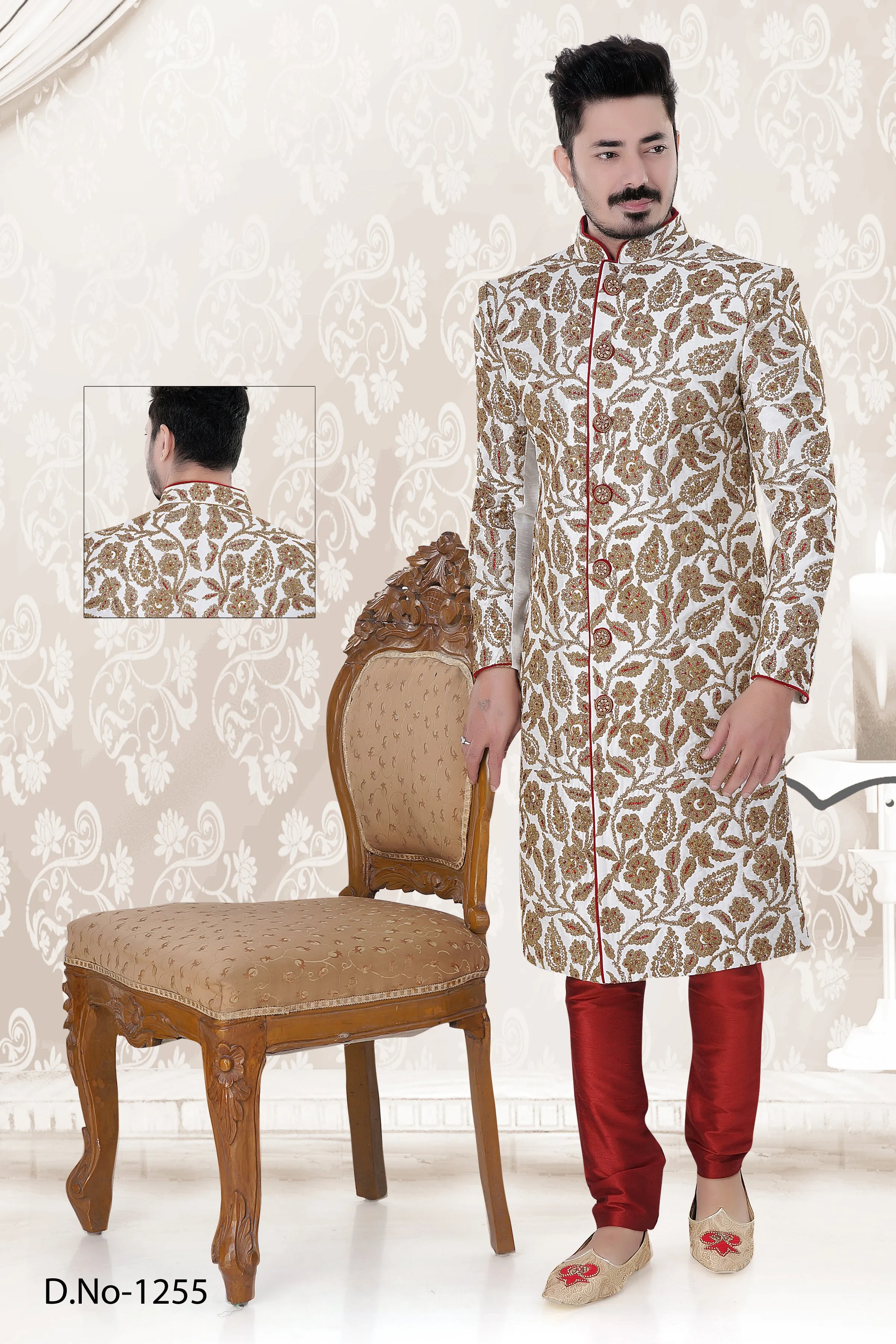 Sherwani (Custom Tailored) - (D.No.-1255)