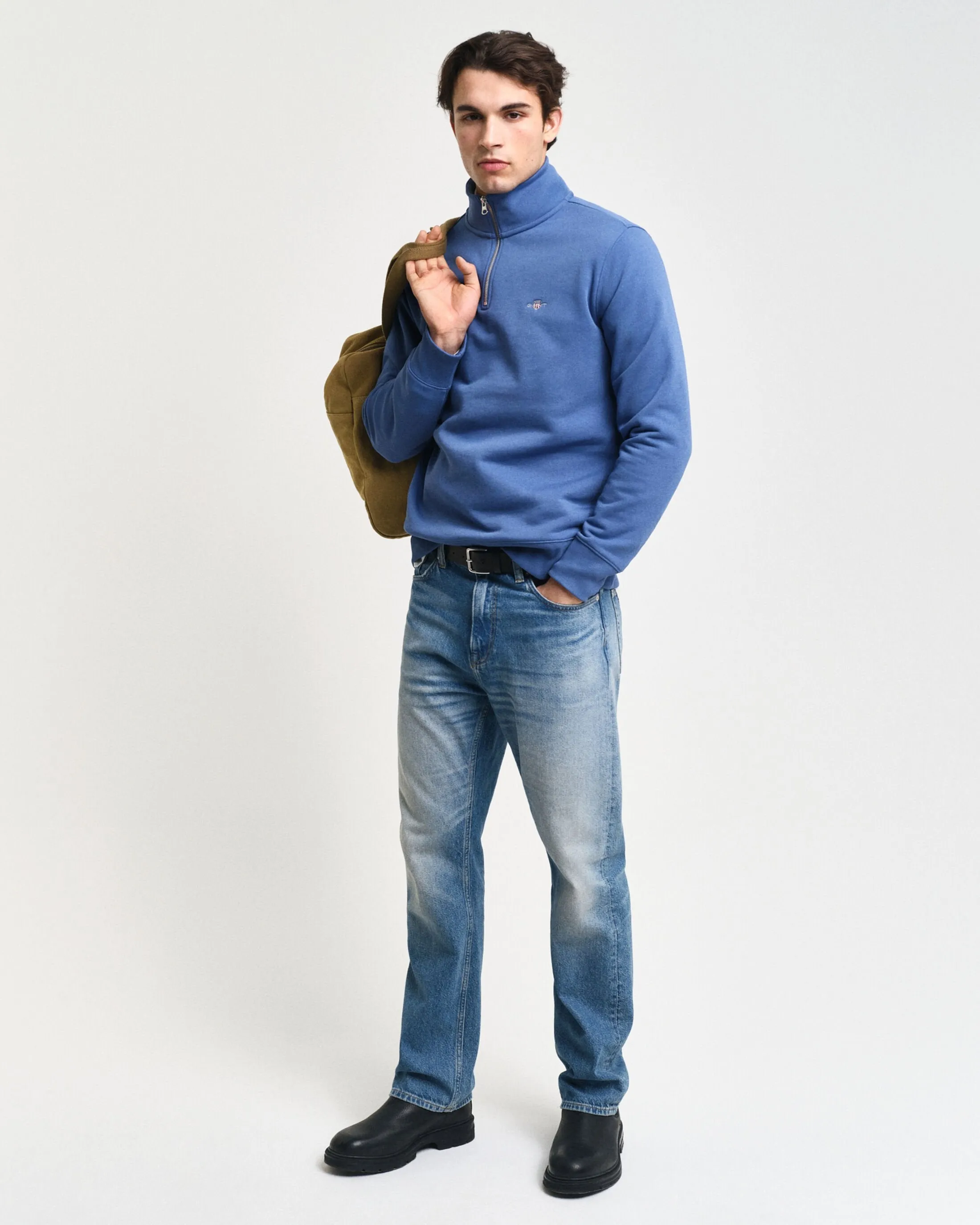 Shield Half-Zip Sweatshirt in Vintage Blue