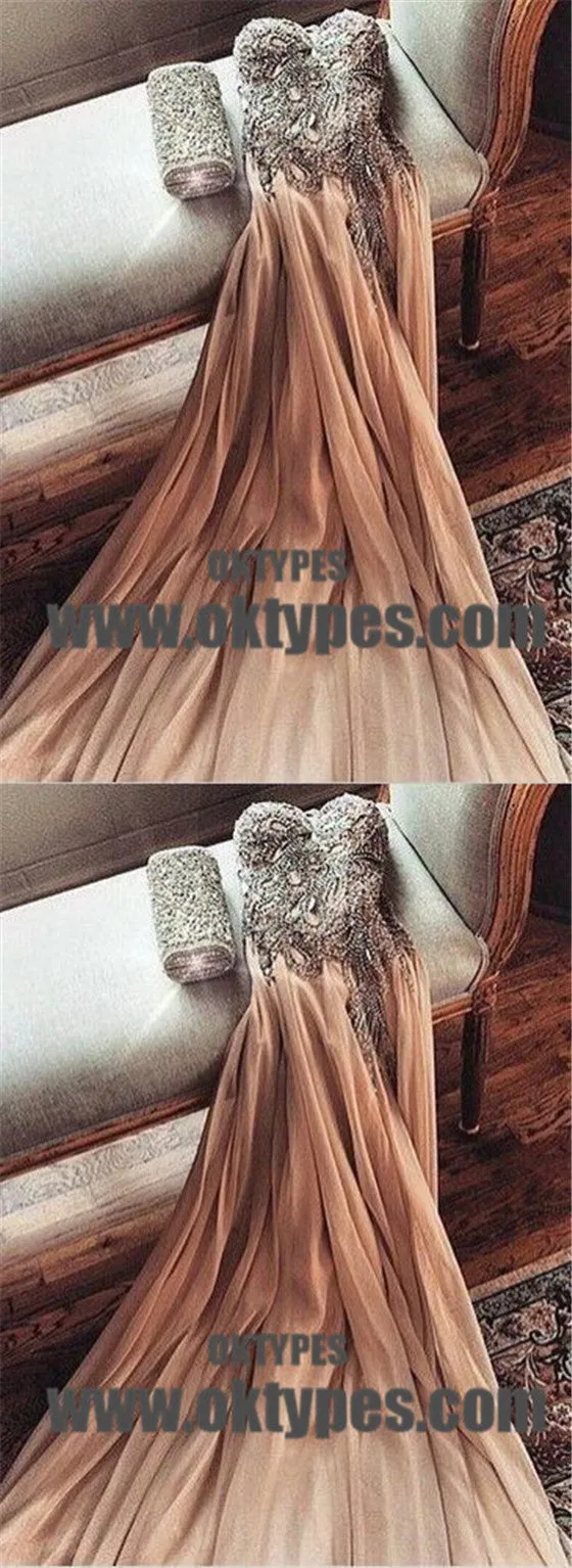Shinny Top Beaded Tulle Prom Dresses, Sweetheart And Backless Prom Dresses, TYP0671
