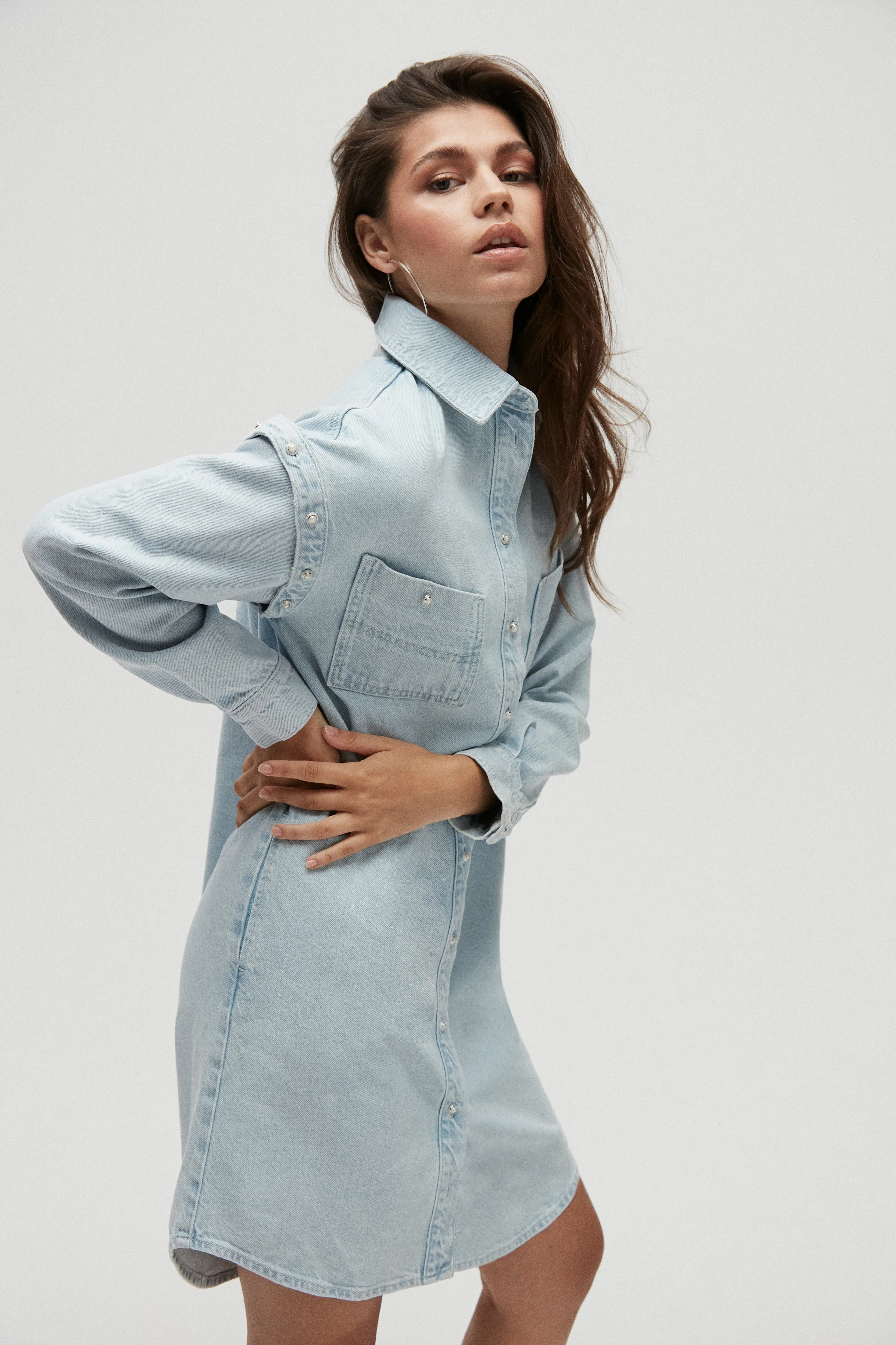 Shirt Dress With Detachable Sleeves
