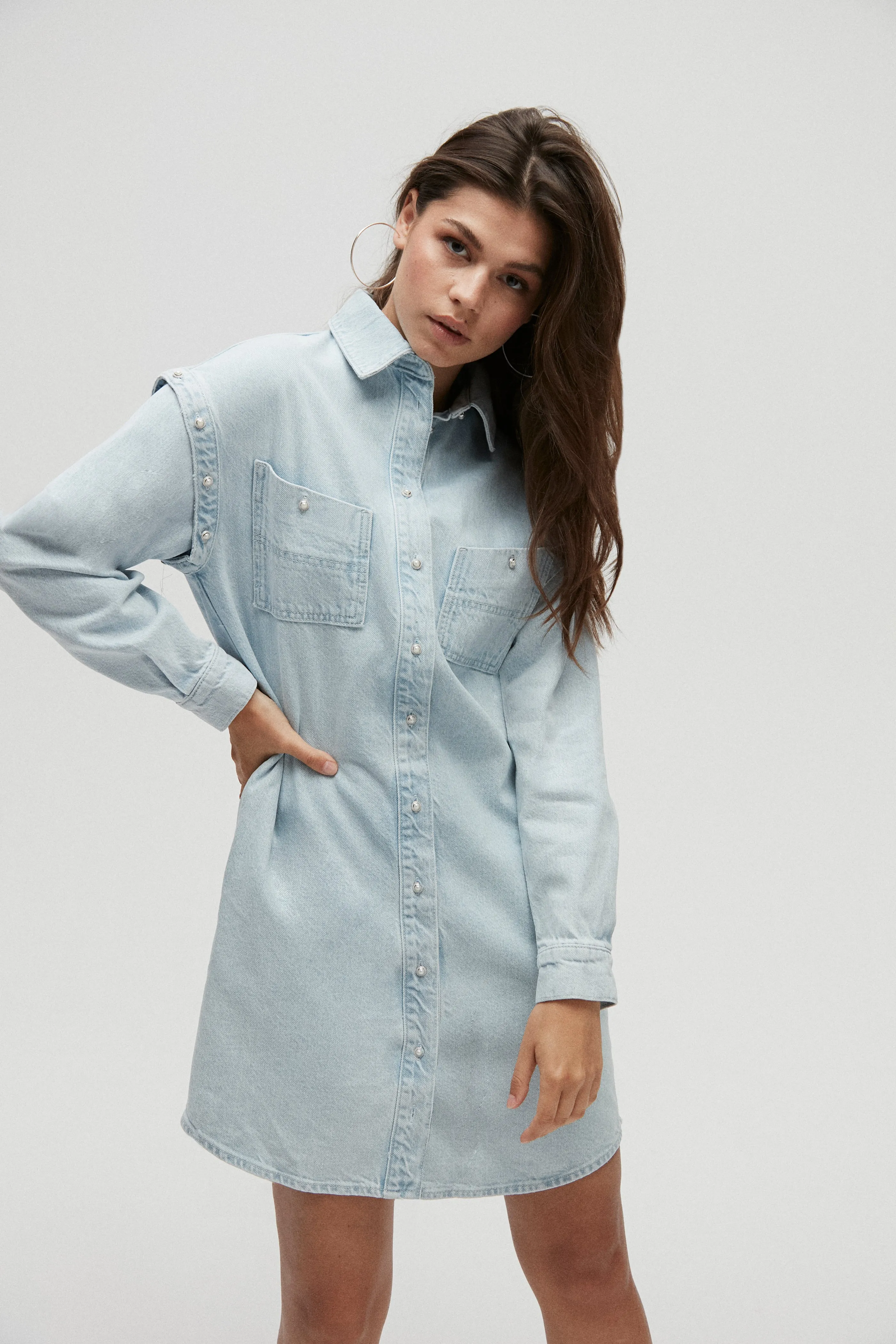 Shirt Dress With Detachable Sleeves