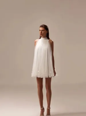Short elegant Wedding Dresses Women Sexy Strapless 3D Flower Mini Formal Wedding Party Dresses Bride Gown Custom Made