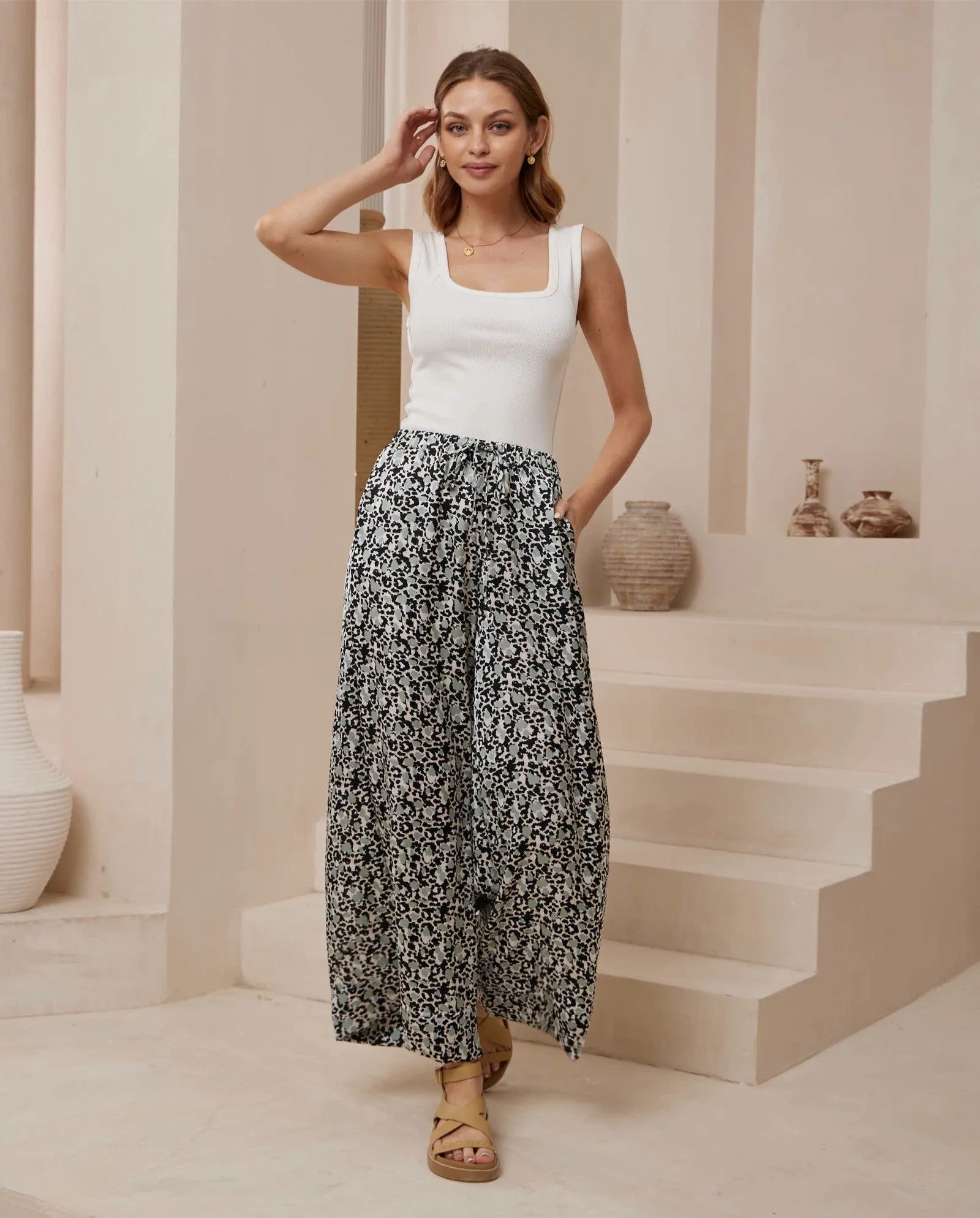 Sia Pant - Mint Leopard