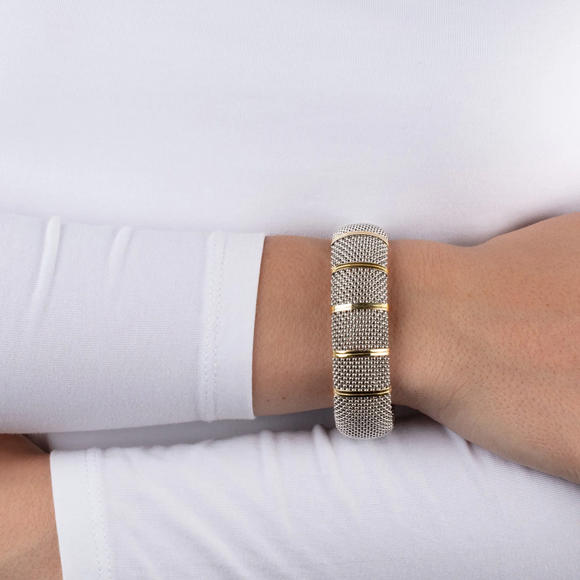 Silver & 18K Gold Bold Prosecco Cuff