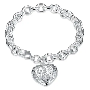Silver-Plated Cutout Heart Charm Bracelet