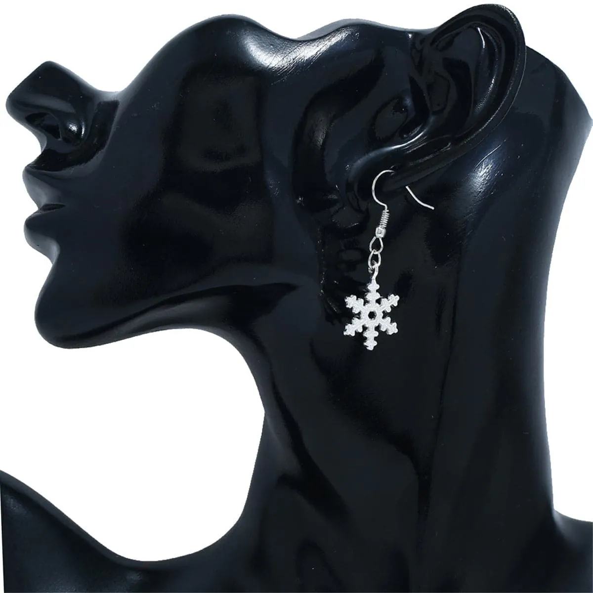 Silver-Plated Snowflake Drop Earrings