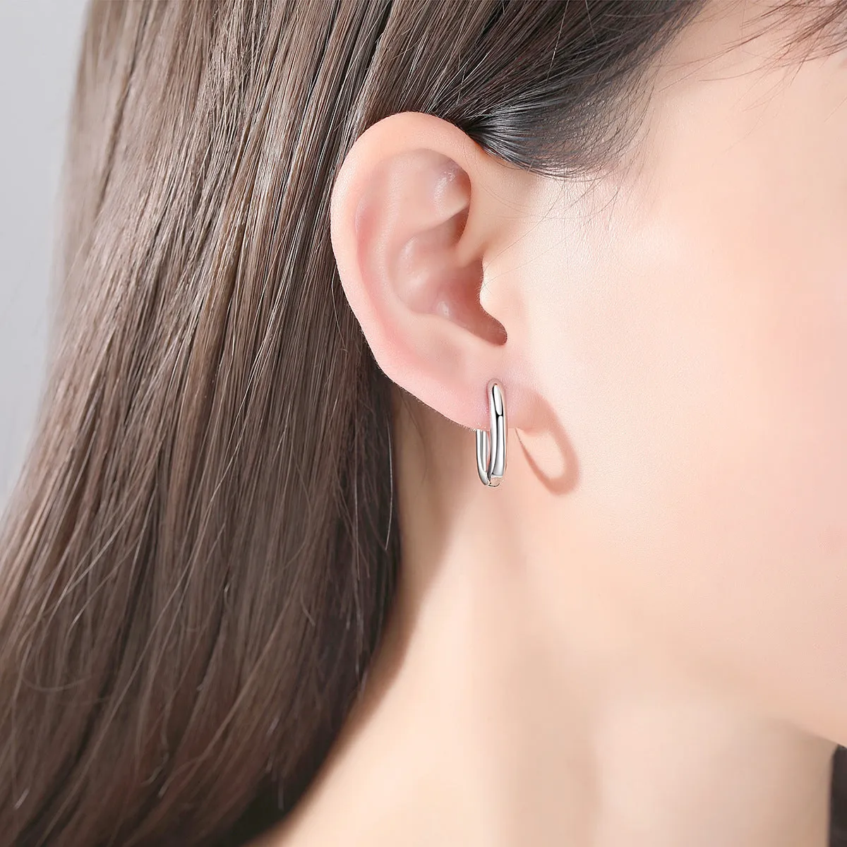 Silver-Plated U-Shape Huggie Earring