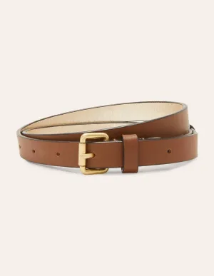 Skinny Buckle Belt-Tan