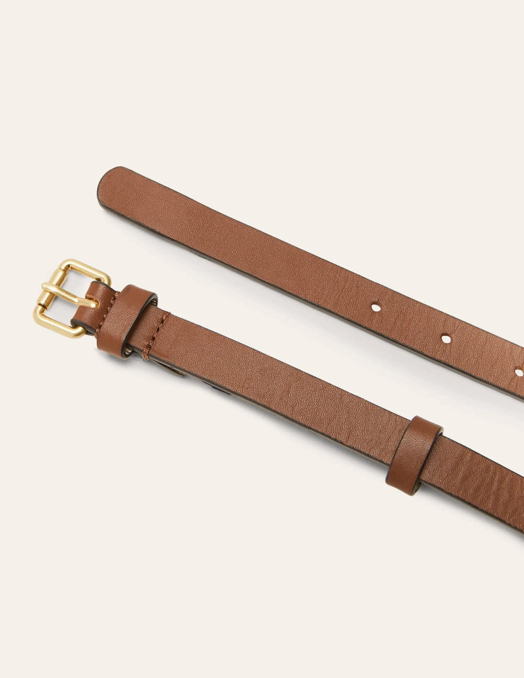 Skinny Buckle Belt-Tan