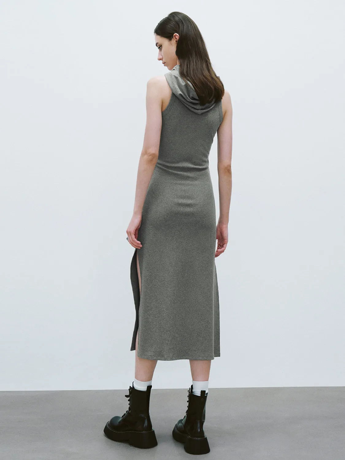 Sleeveless Hoodie Skinny-Fit Dresses